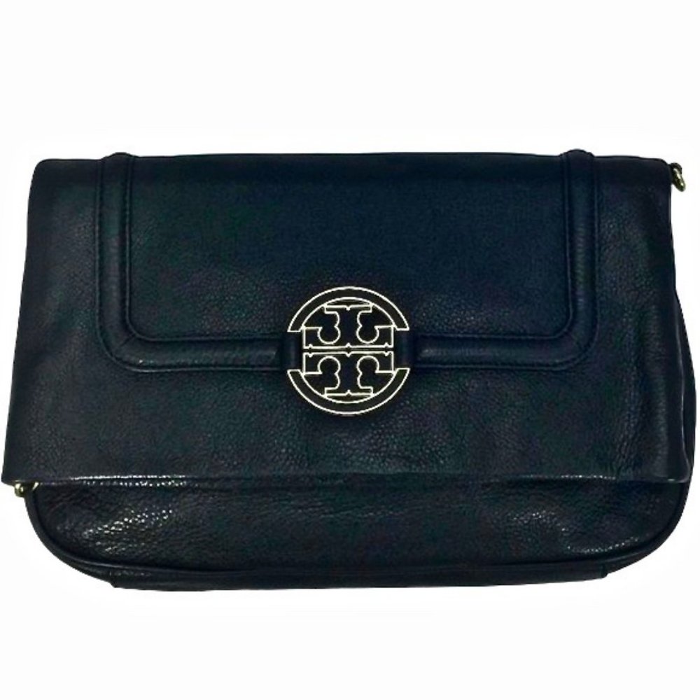 Tory Burch Black Leather Clutch Large
